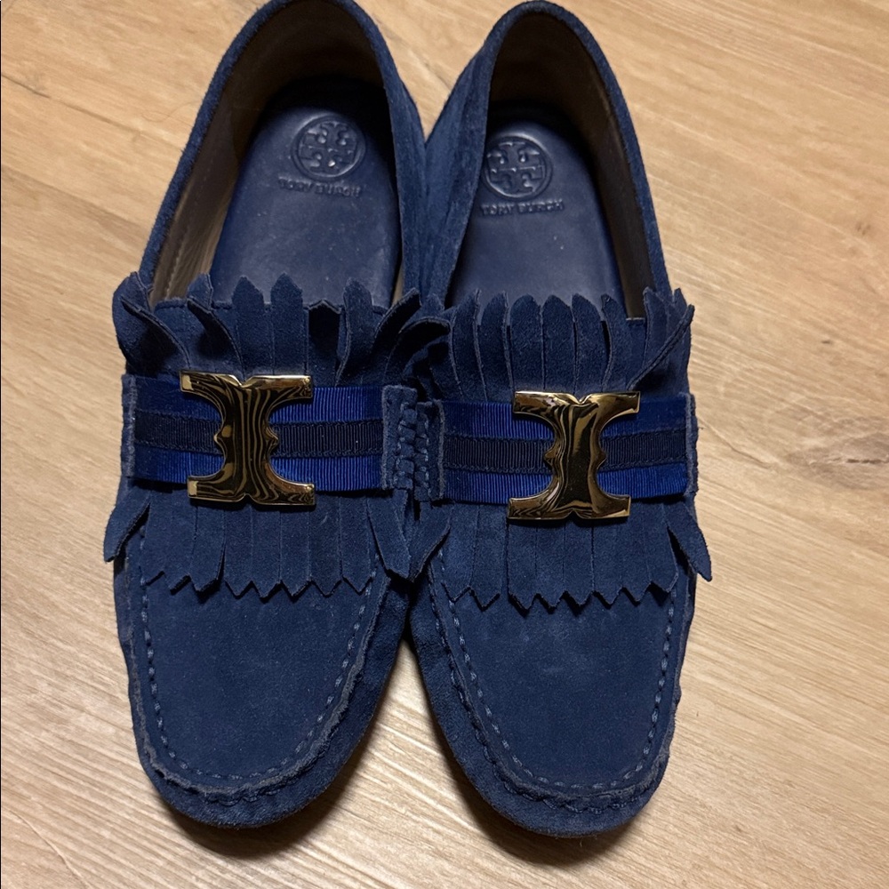 Tory Burch Blue Suede Loafers